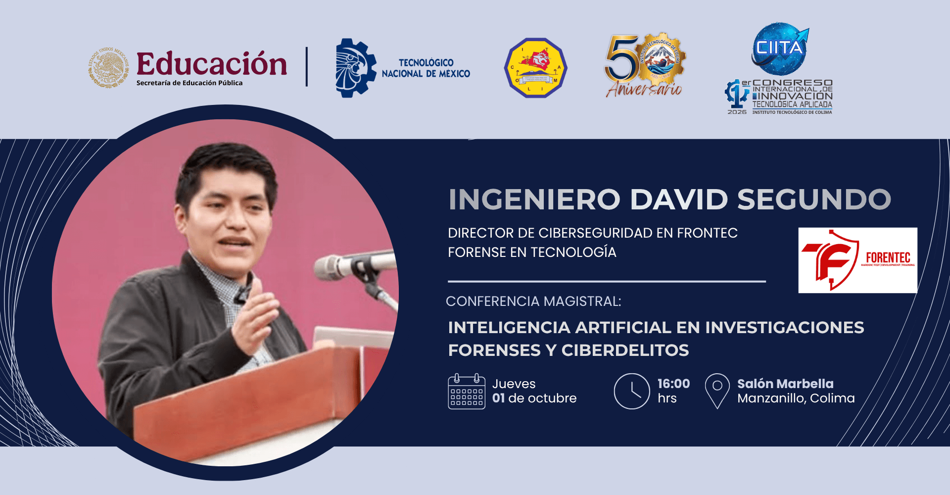 Banner de la conferencia 5, Jueves 1 de octubre