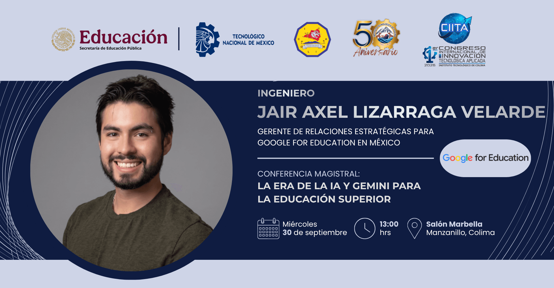 Banner de la conferencia 3, Miércoles 30 de septiembre