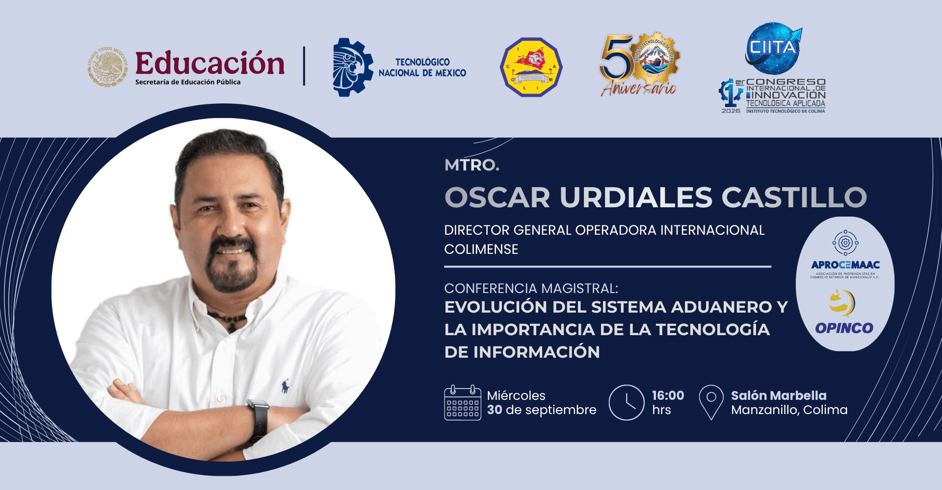 Banner de la conferencia 5, Miércoles 30 de septiembre