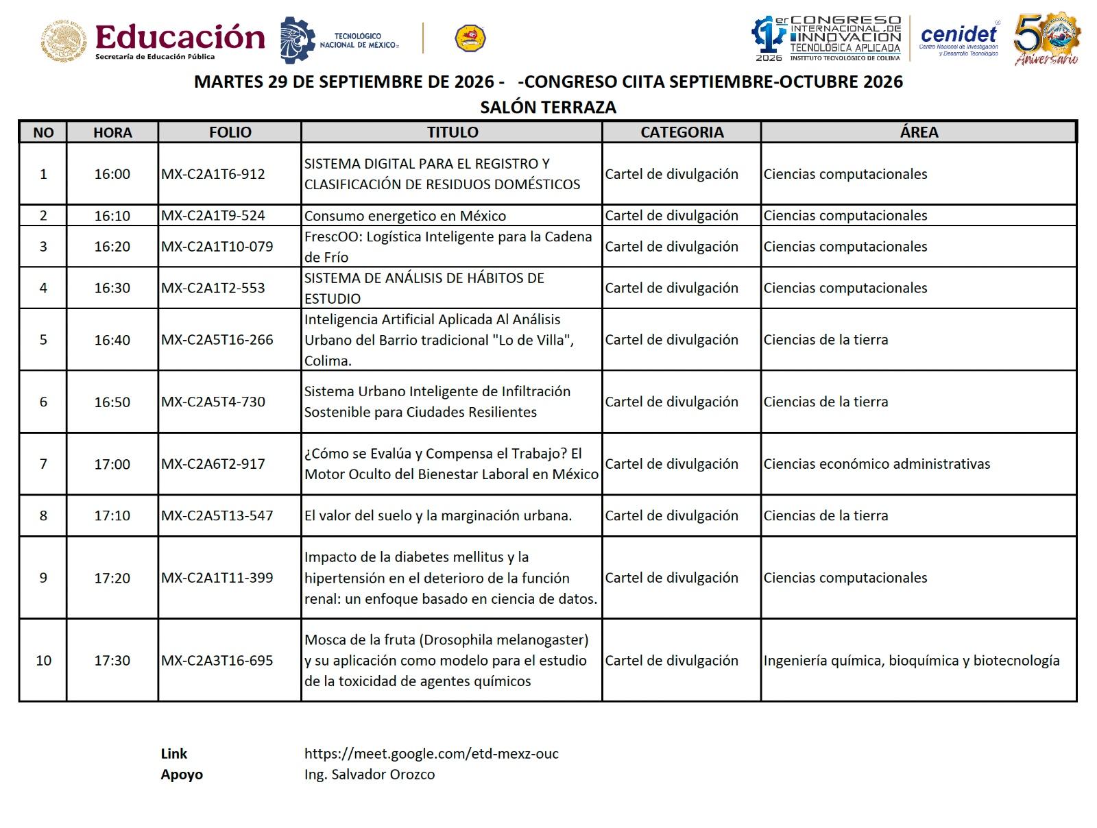 Ponencia del martes 29 de septiembre, cartel 3