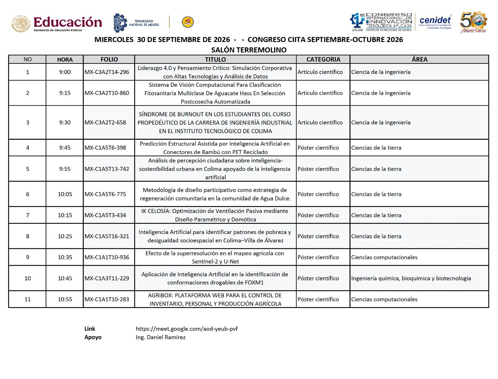 Ponencia del miércoles 30 de septiembre, cartel 2